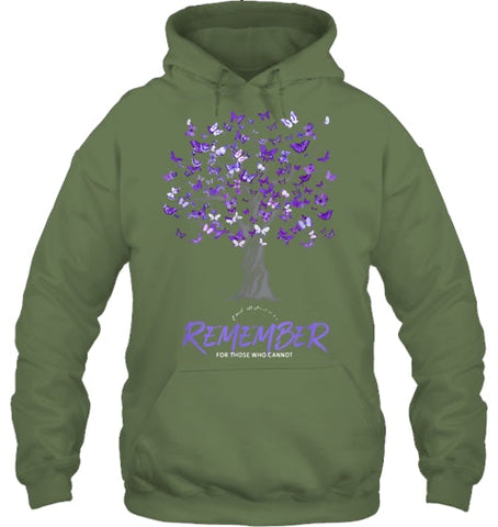 Image of Alzheimer Awareness Tee for Men and Women Purple Butterfly T Shirt