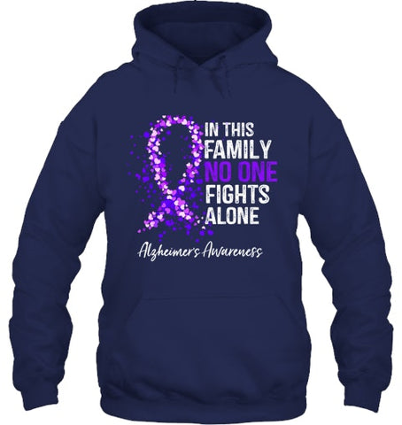 Image of In This Family No One Fights Alone Shirt Alzheimer s Ribbon T Shirt