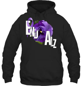 End Alz Purple Floral Pansy Dementia Alzheimer s Awareness T Shirt