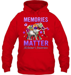 Alzheimers Awareness Memories Matter Purple Elephant Womens T Shirt