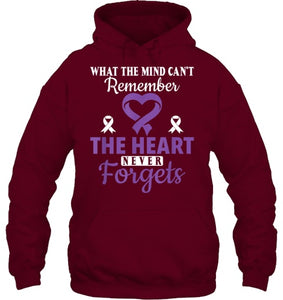 The Heart Never Forgets Alzheimer's Awareness Purple Ribbon