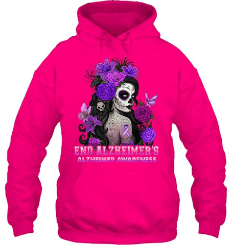 Image of End AlzheImer's Skull Girl Flowers   Alzheimer's Awareness