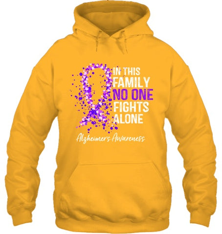 Image of In This Family No One Fights Alone Shirt Alzheimer s Ribbon T Shirt