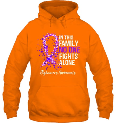 Image of In This Family No One Fights Alone Shirt Alzheimer s Ribbon T Shirt