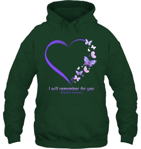 Image of I Will Remember For You Butterfly Alzheimer s Awareness T Shirt