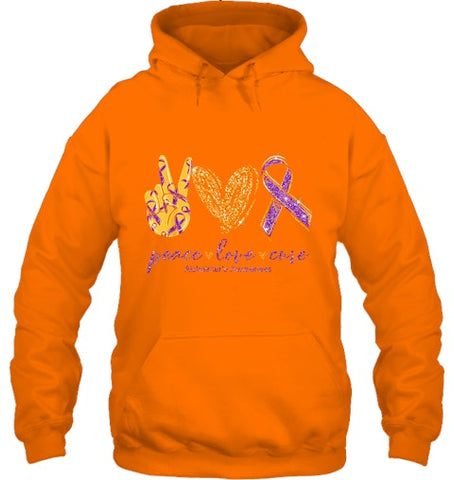 Image of Peace Love Cure Alzheimer s Awareness T Shirt