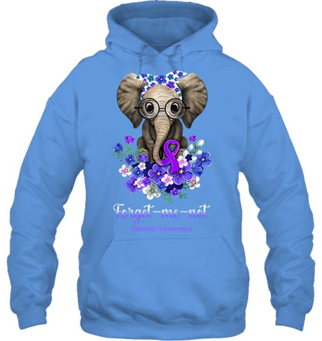 Image of Forget me not Alzheimer s Awareness Elephant Flower T Shirt