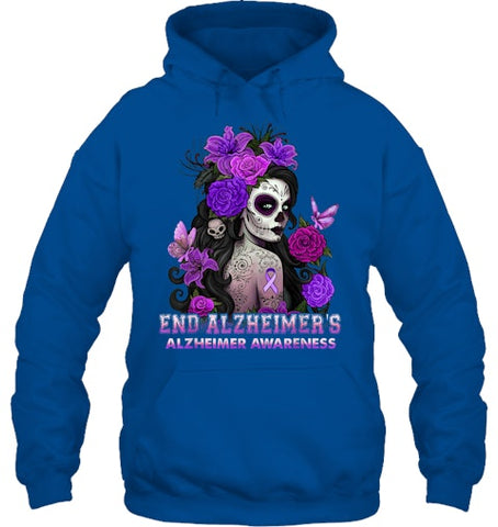 Image of End AlzheImer's Skull Girl Flowers   Alzheimer's Awareness