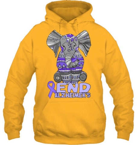 Image of Womens Alzheimer Awareness Shirts and gifts purple Elephant V Neck T Shirt