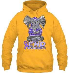 Womens Alzheimer Awareness Shirts and gifts purple Elephant V Neck T Shirt