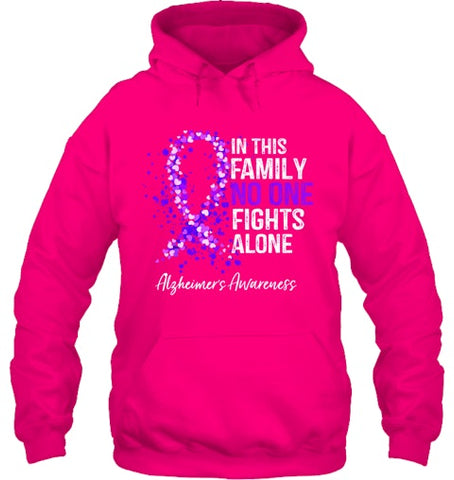 Image of In This Family No One Fights Alone Shirt Alzheimer s Ribbon T Shirt