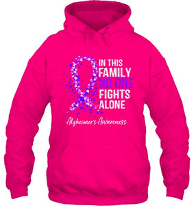 In This Family No One Fights Alone Shirt Alzheimer s Ribbon T Shirt