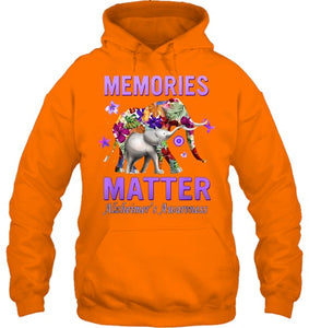 Alzheimers Awareness Memories Matter Purple Elephant Womens T Shirt