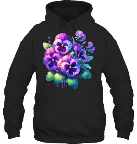 Image of Alzheimer purple floral pansy dementia alzheimer s awareness T Shirt