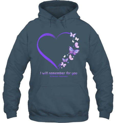 Image of I Will Remember For You Butterfly Alzheimer s Awareness T Shirt