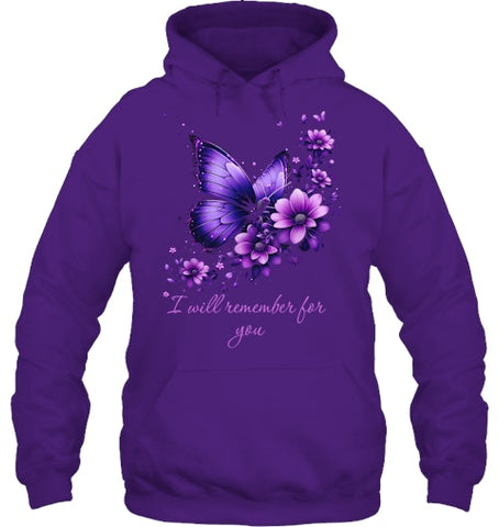 Image of Butterfly I Will Remember For You Alzheimer s Awareness T Shirt