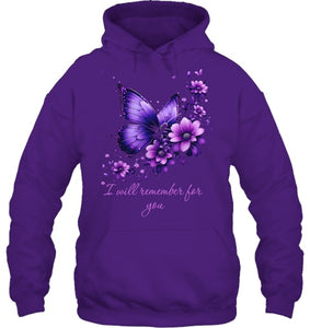 Butterfly I Will Remember For You Alzheimer s Awareness T Shirt