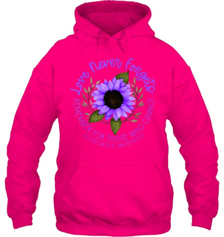 Image of Alzheimer Awareness Tee for Men and Women Purple sunflower T Shirt