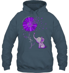 Hope Fight Cure Elephant Alzheimer s Purple Ribbon T Shirt