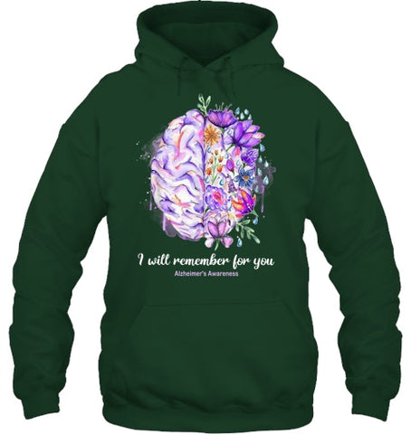 Image of I Will Remember For You Brain Alzheimer s Awareness T Shirt