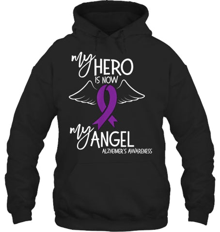 Image of My Hero is now my Angel Alzheimers Awareness T Shirt T shirt T Shirt