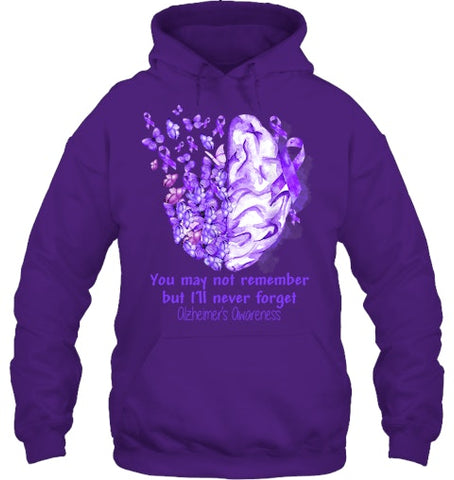 Image of Alzheimer s awareness, Dementia gift, Purple Butterfiles T Shirt