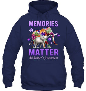 Alzheimers Awareness Memories Matter Purple Elephant Womens T Shirt