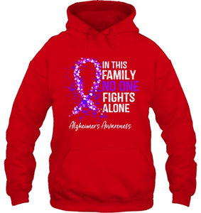 In This Family No One Fights Alone Shirt Alzheimer s Ribbon T Shirt