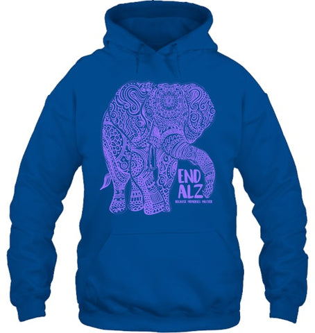 Image of Purple Elephant Alzheimer Awareness Apparel & gifts, END ALZ T Shirt