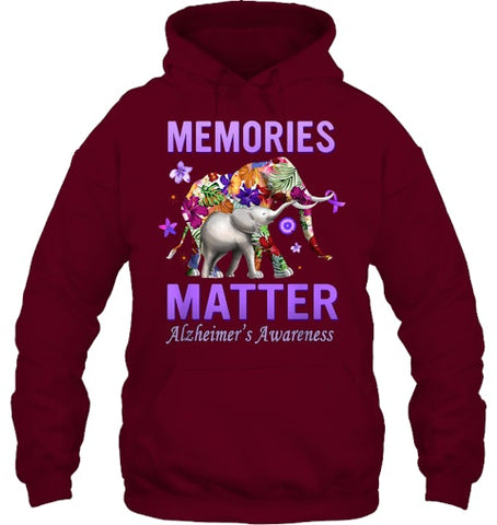 Image of Alzheimers Awareness Memories Matter Purple Elephant Womens T Shirt