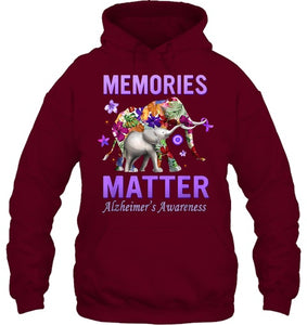 Alzheimers Awareness Memories Matter Purple Elephant Womens T Shirt