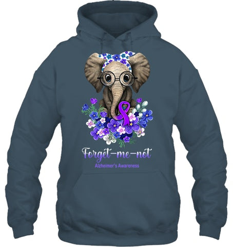 Image of Forget me not Alzheimer s Awareness Elephant Flower T Shirt