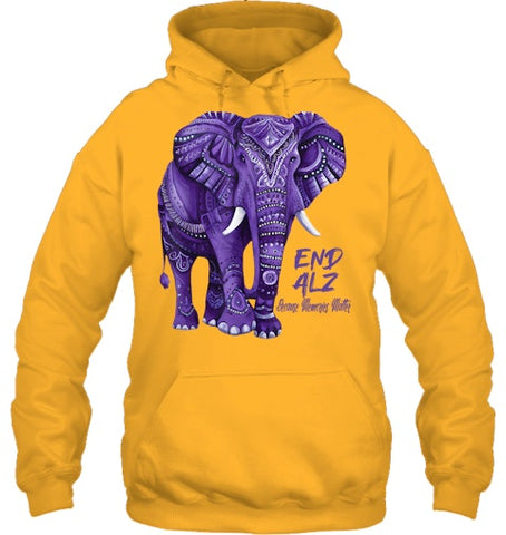 Image of Alzheimers Awareness Purple Elephant Awareness T Shirt