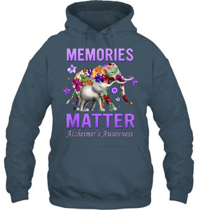 Alzheimers Awareness Memories Matter Purple Elephant Womens T Shirt