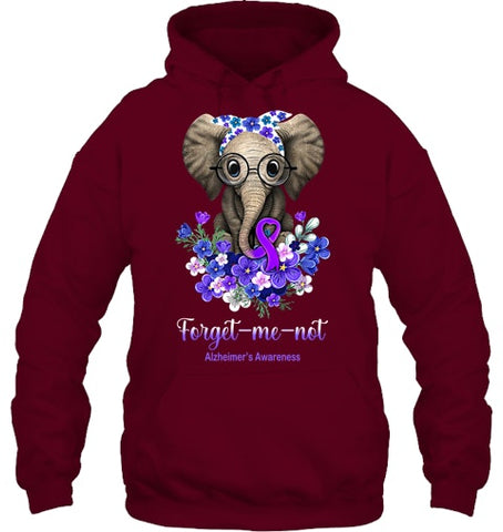 Image of Forget me not Alzheimer s Awareness Elephant Flower T Shirt