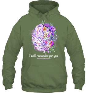 I Will Remember For You Brain Alzheimer s Awareness T Shirt