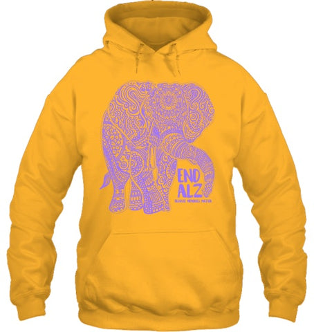 Image of Purple Elephant Alzheimer Awareness Apparel & gifts, END ALZ T Shirt