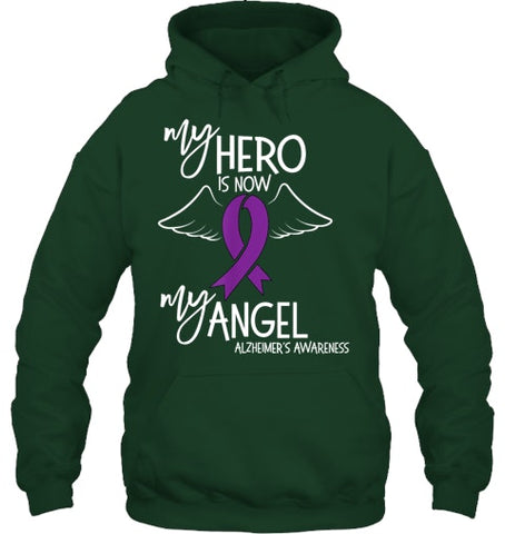 Image of My Hero is now my Angel Alzheimers Awareness T Shirt T shirt T Shirt