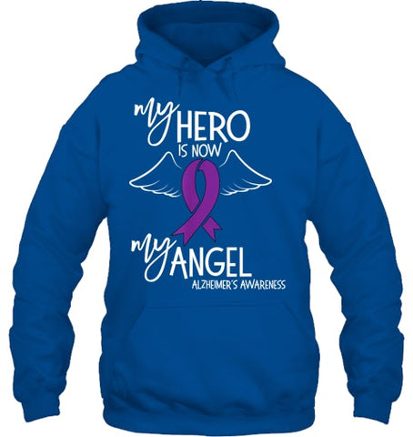 Image of My Hero is now my Angel Alzheimers Awareness T Shirt T shirt T Shirt