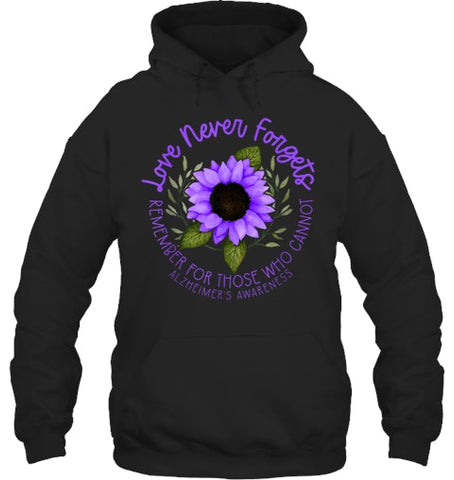 Image of Alzheimer Awareness Tee for Men and Women Purple sunflower T Shirt