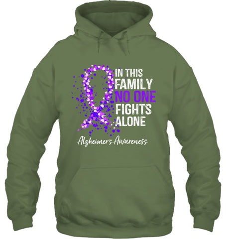 Image of In This Family No One Fights Alone Shirt Alzheimer s Ribbon T Shirt