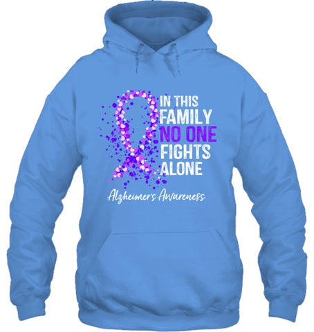 Image of In This Family No One Fights Alone Shirt Alzheimer s Ribbon T Shirt