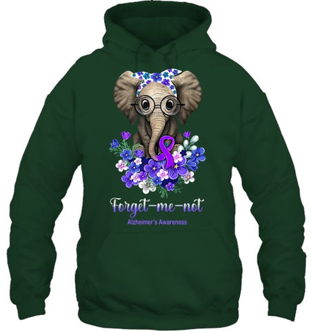 Image of Forget me not Alzheimer s Awareness Elephant Flower T Shirt