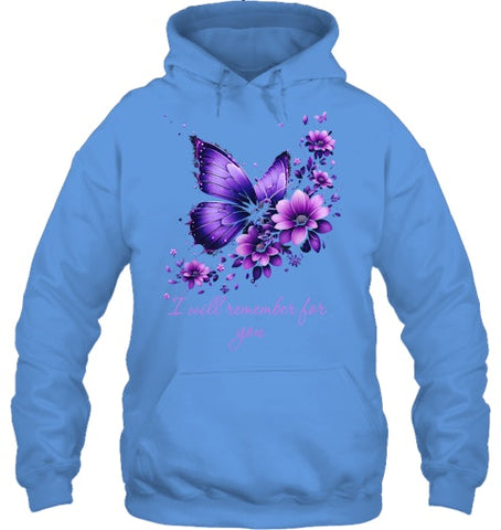 Image of Butterfly I Will Remember For You Alzheimer s Awareness T Shirt