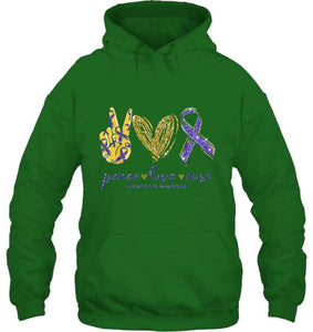 Peace Love Cure Alzheimer s Awareness T Shirt