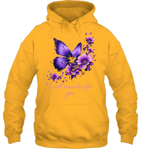 Image of Butterfly I Will Remember For You Alzheimer s Awareness T Shirt