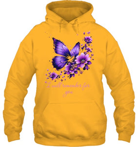 Butterfly I Will Remember For You Alzheimer s Awareness T Shirt