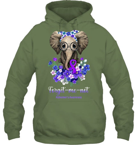 Image of Forget me not Alzheimer s Awareness Elephant Flower T Shirt