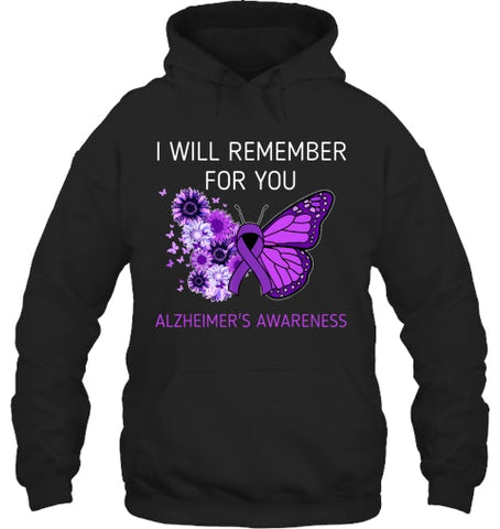 Image of Alzheimer s Awareness I Will Remember you Butterfly Women T Shirt