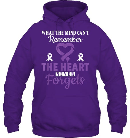 Image of The Heart Never Forgets Alzheimer's Awareness Purple Ribbon